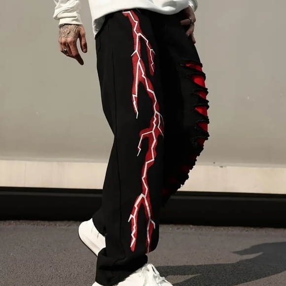 Black Goth Rock and roll emo pants black denim jeans for men size XL - Picture 13 of 14